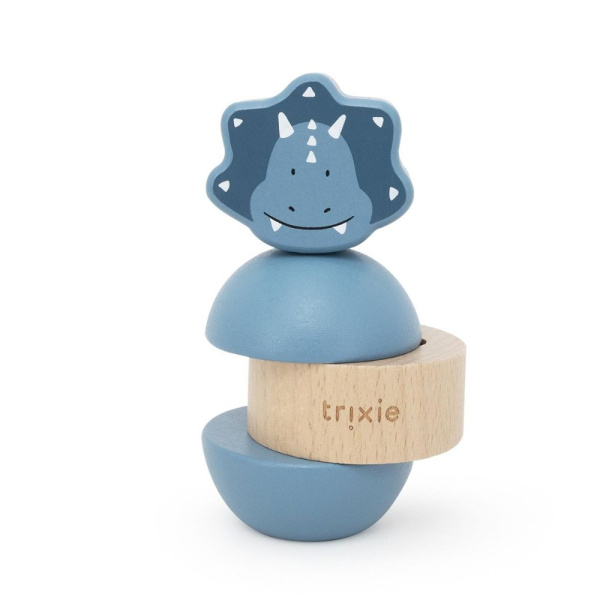 Jouet d'empilage avec hochet en bois mr. triceratops Trixie