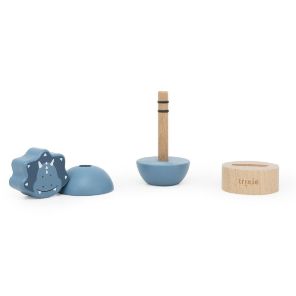 Jouet d'empilage avec hochet en bois mr. triceratops Trixie