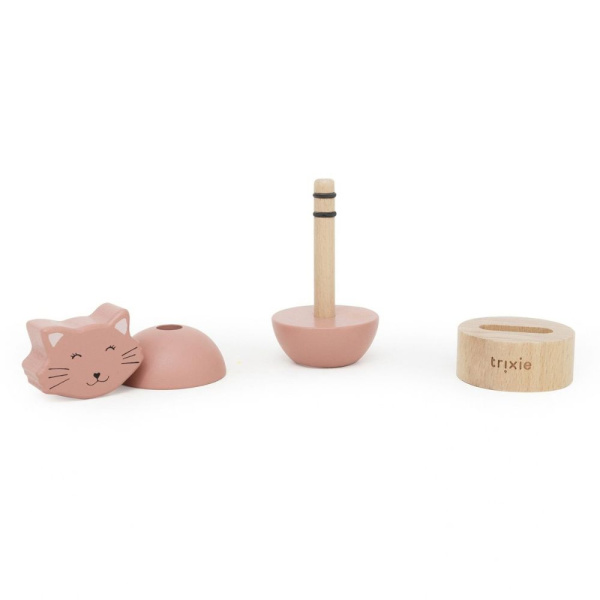Jouet d'empilage avec hochet en bois mrs. cat Trixie