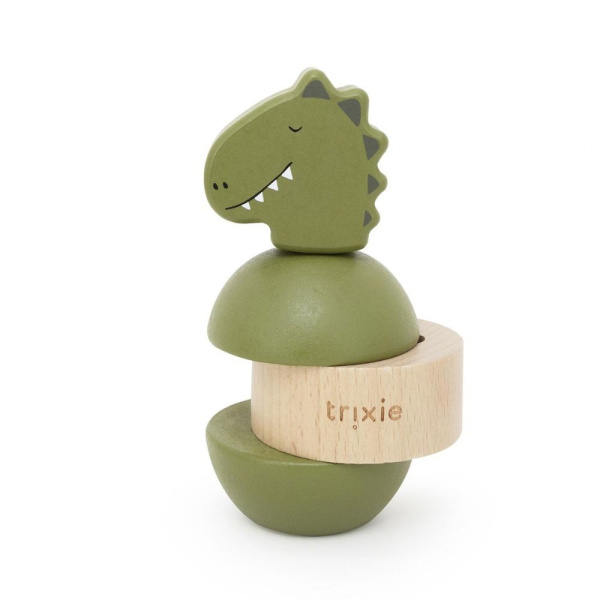 Jouet d'empilage avec hochet en bois - mr. dino Trixie
