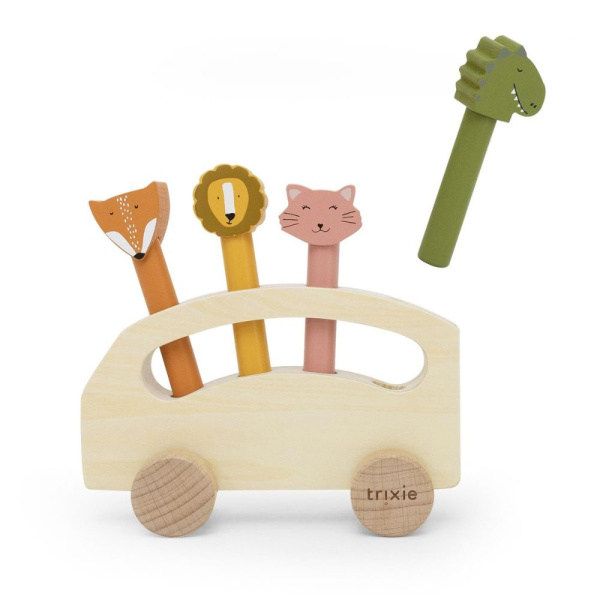 Bus en bois avec animaux pop-up Trixie
