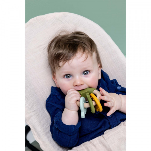 Anneau d'activités en silicone et bois - mr. dino Trixie