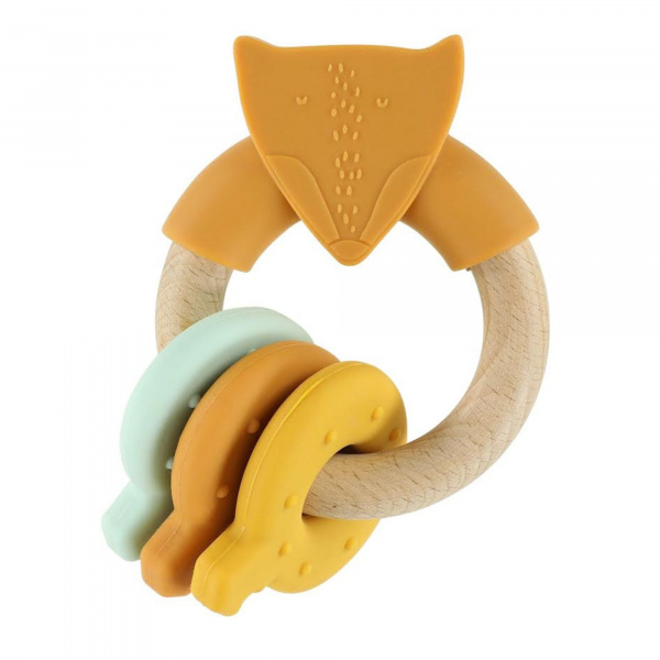 Anneau d'activités en silicone et bois - mr. fox orange Trixie
