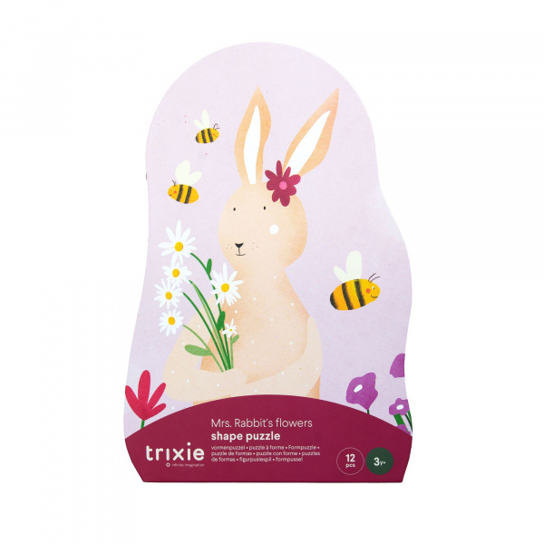 Puzzle enfant à forme - les fleurs de mrs. rabbit - 12 pièces Trixie