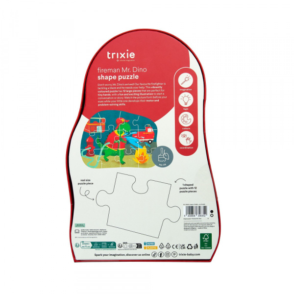 Puzzle enfant à forme - pompier mr. dino - 12 pièces Trixie