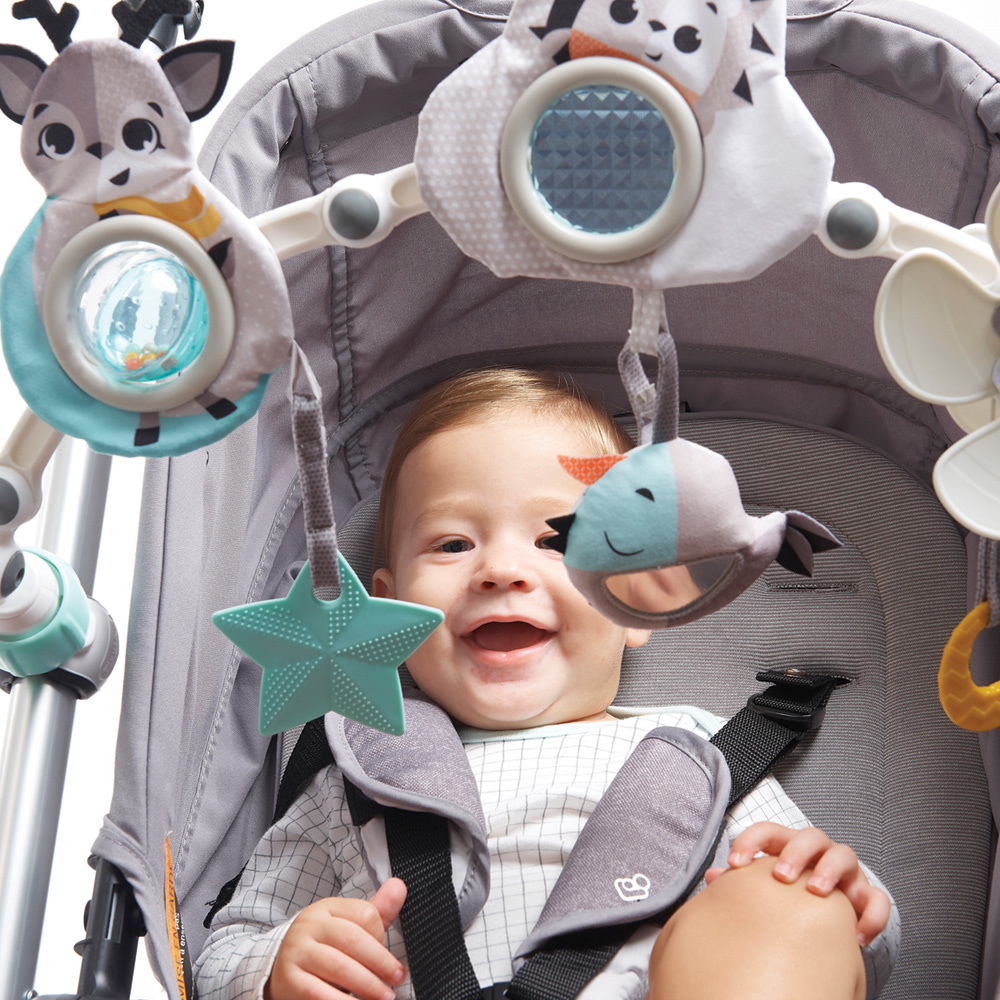 Tiny Love Arche d'activités Articulée pour bébé, Clip ajustables convenant  à la plupart des poussettes, Dès la naissance, Collection Dans la Prairie