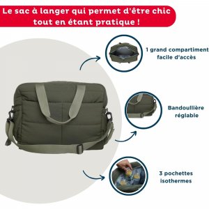Sac à langer pluméa vert kaki Thermobaby