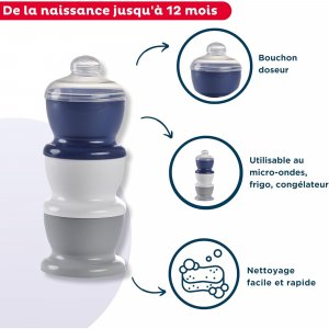 Boite doseuse lait gris charme - 3 compartiments Thermobaby