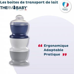 Boite doseuse lait gris charme - 3 compartiments Thermobaby