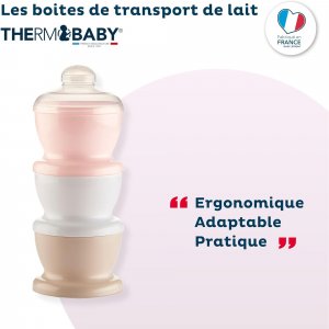 Boite doseuse lait rose poudré - 3 compartiments Thermobaby