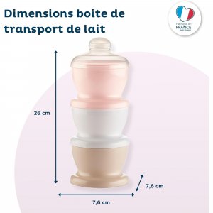 Boite doseuse lait rose poudré - 3 compartiments Thermobaby