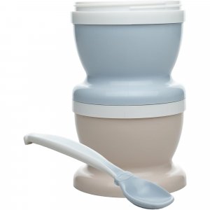 Petits pot bébé avec cuillère - lot de 2 - fleur bleu Thermobaby