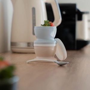 Petits pot bébé avec cuillère - lot de 2 - fleur bleu Thermobaby