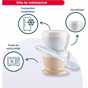 Petits pot bébé avec cuillère - lot de 2 - fleur bleu Thermobaby