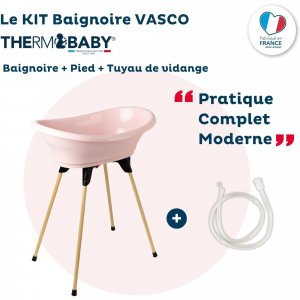 Baignoire vasco avec pied et tuyau rose Thermobaby