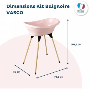 Baignoire vasco avec pied et tuyau rose Thermobaby