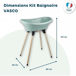 Baignoire vasco avec pied et tuyau vert sauge Thermobaby