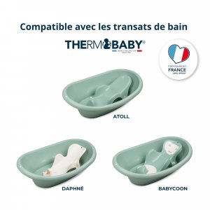 Baignoire vasco avec pied et tuyau vert sauge Thermobaby