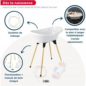 Pack baignoire vasco 5 pièces blanc muguet Thermobaby
