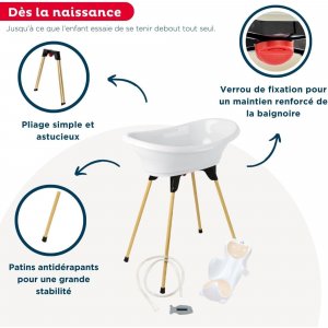 Pack baignoire vasco 5 pièces blanc muguet Thermobaby