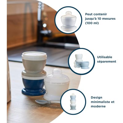 Boite doseuse lait bleu océan - 3 compartiments