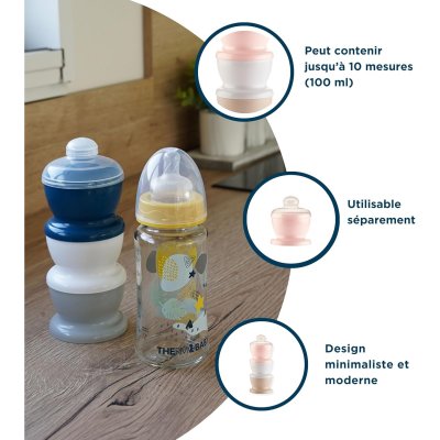 Boite doseuse lait rose poudré - 3 compartiments