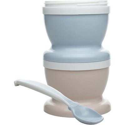Petits pot bébé avec cuillère - lot de 2 - fleur bleu