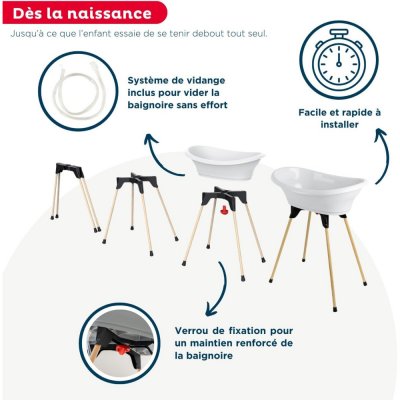 Baignoire vasco avec pied et tuyau blanc