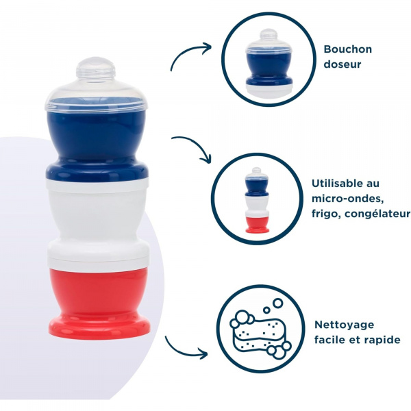 Boite doseuse lait tricolore - 3 compartiments Thermobaby