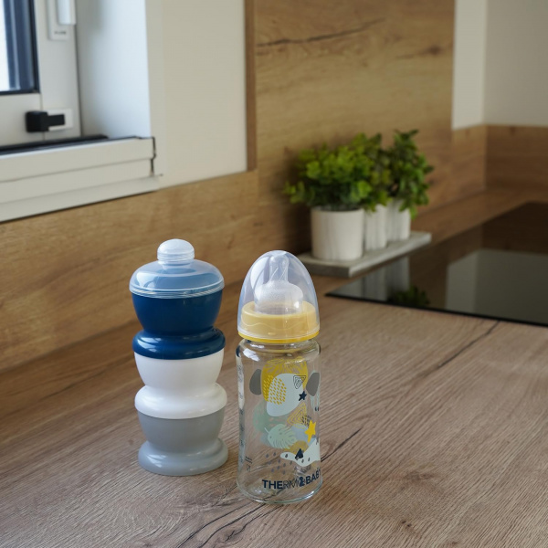 Boite doseuse lait gris charme - 3 compartiments Thermobaby