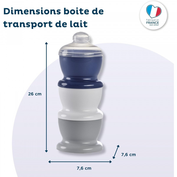 Boite doseuse lait gris charme - 3 compartiments Thermobaby