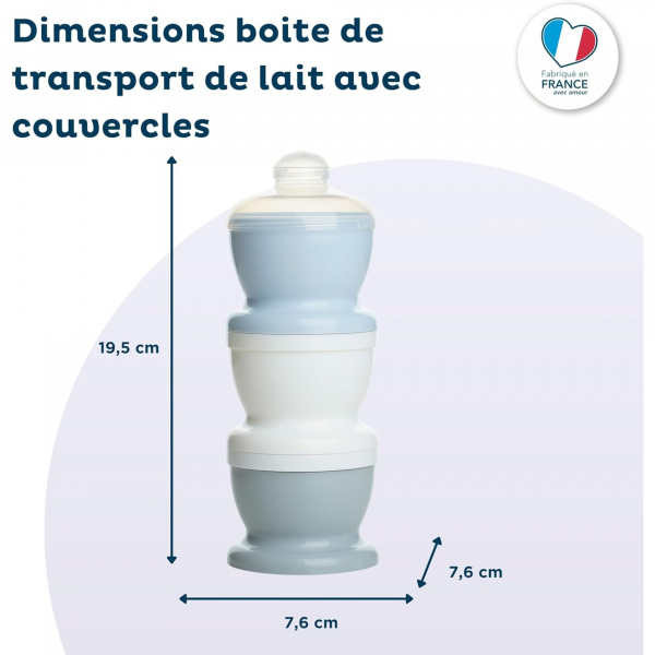 Boite doseuse lait bleu océan - 3 compartiments Thermobaby