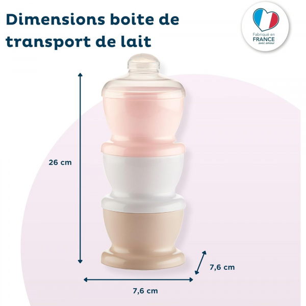 Boite doseuse lait rose poudré - 3 compartiments Thermobaby