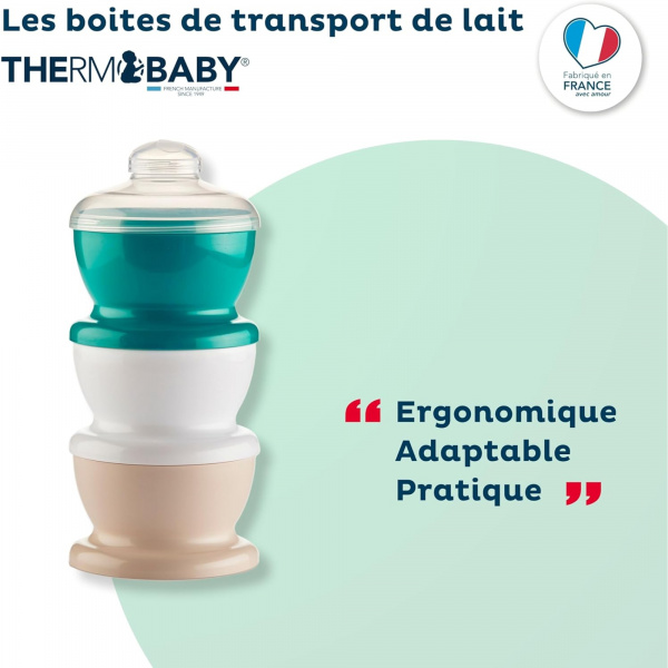 Boite doseuse vert émeraude - 3 compartiments Thermobaby