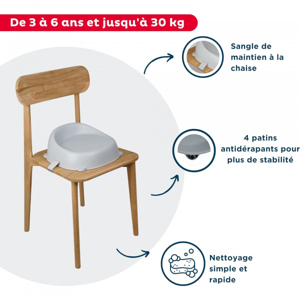 Rehausseur de chaise easy gris velours Thermobaby