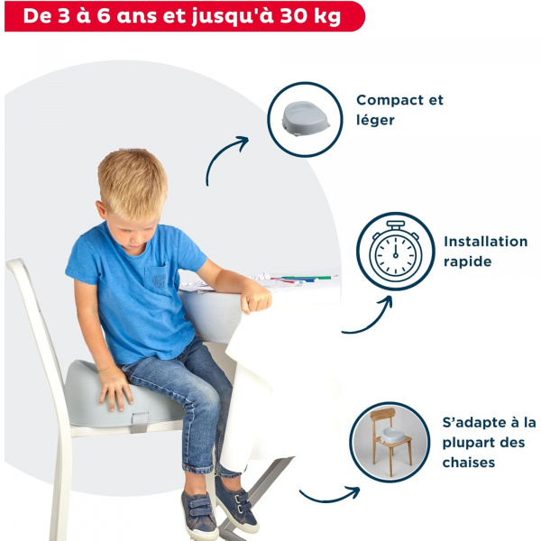 Rehausseur de chaise easy gris velours Thermobaby