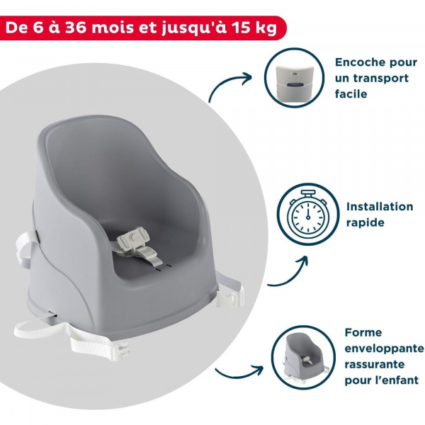 Rehausseur de chaise tudi gris velours Thermobaby