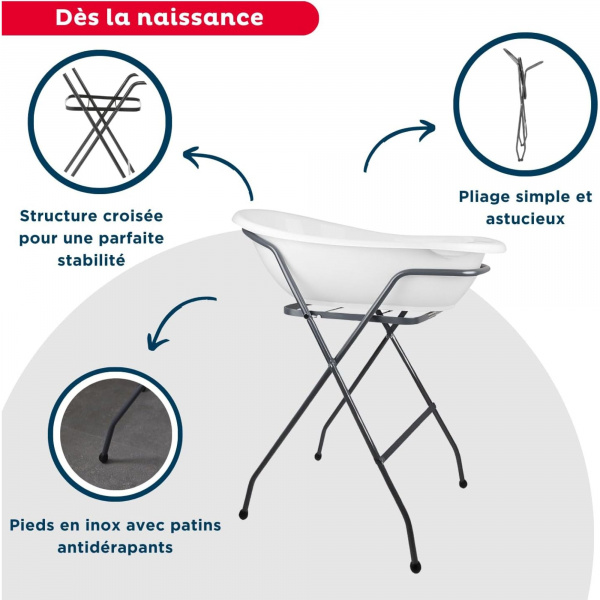 Baignoire yoopi avec support - blanc Thermobaby