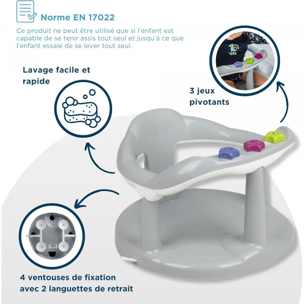 Anneau de bain aquababy gris velours Thermobaby