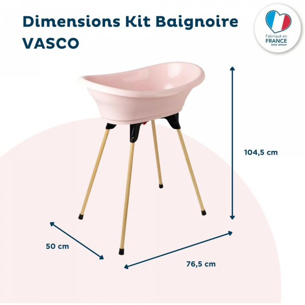 Baignoire vasco avec pied et tuyau rose Thermobaby