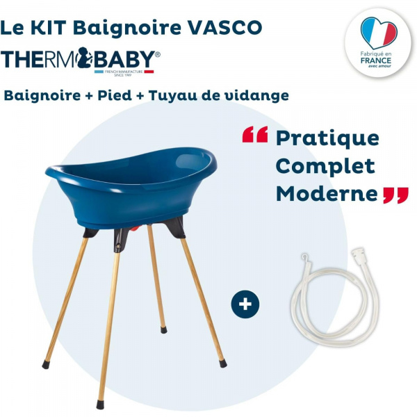 Baignoire vasco avec pied et tuyau bleu océan Thermobaby