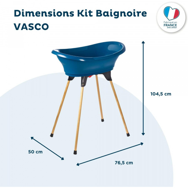 Baignoire vasco avec pied et tuyau bleu océan Thermobaby