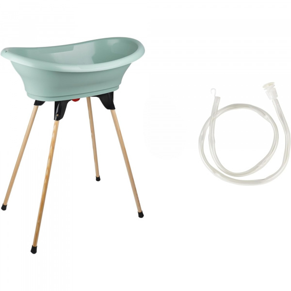 Baignoire vasco avec pied et tuyau vert sauge Thermobaby