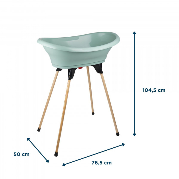 Baignoire vasco avec pied et tuyau vert sauge Thermobaby