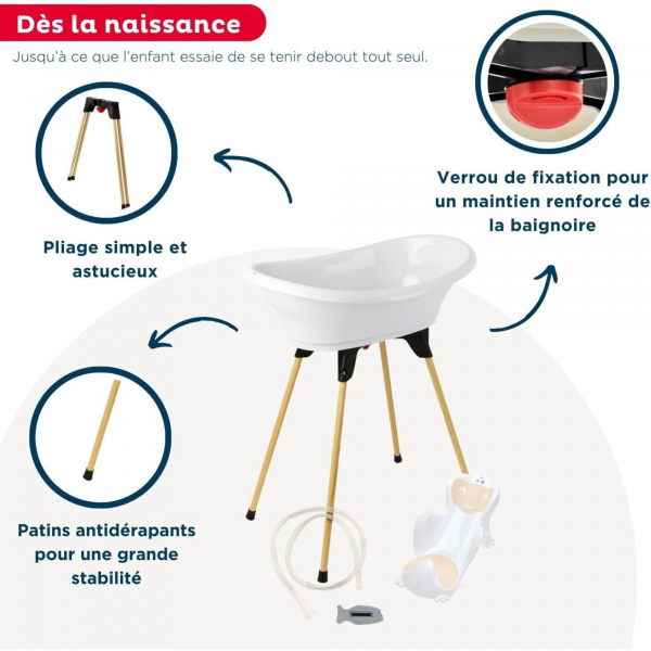Pack baignoire vasco 5 pièces blanc muguet Thermobaby
