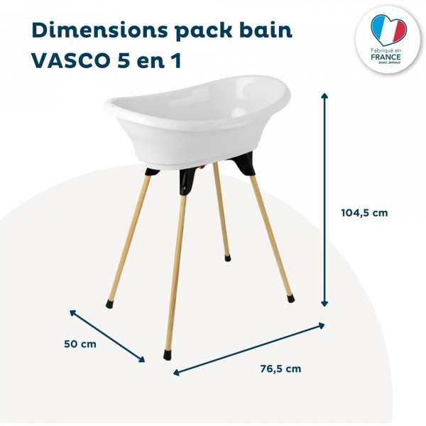 Pack baignoire vasco 5 pièces blanc muguet Thermobaby