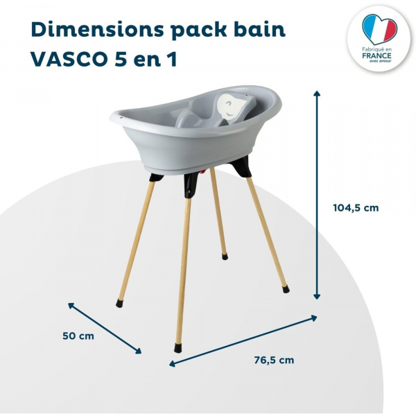 Baignoire vasco 5 en 1 - gris velours Thermobaby