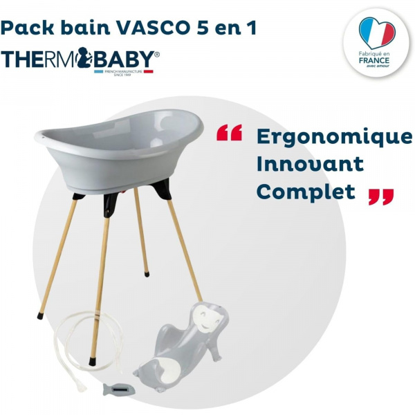 Baignoire vasco 5 en 1 - gris velours Thermobaby
