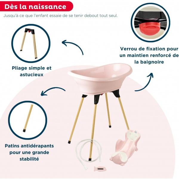 Vaignoire vasco 5 en 1 - rose poudré Thermobaby