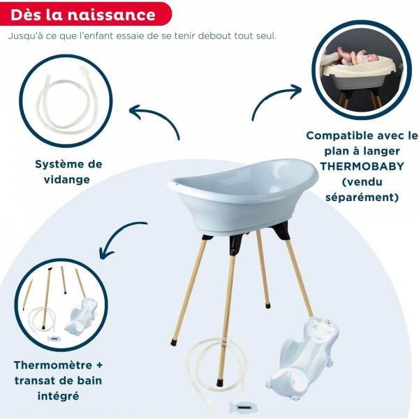 Baignoire vasco 5 en 1 - fleur bleu Thermobaby